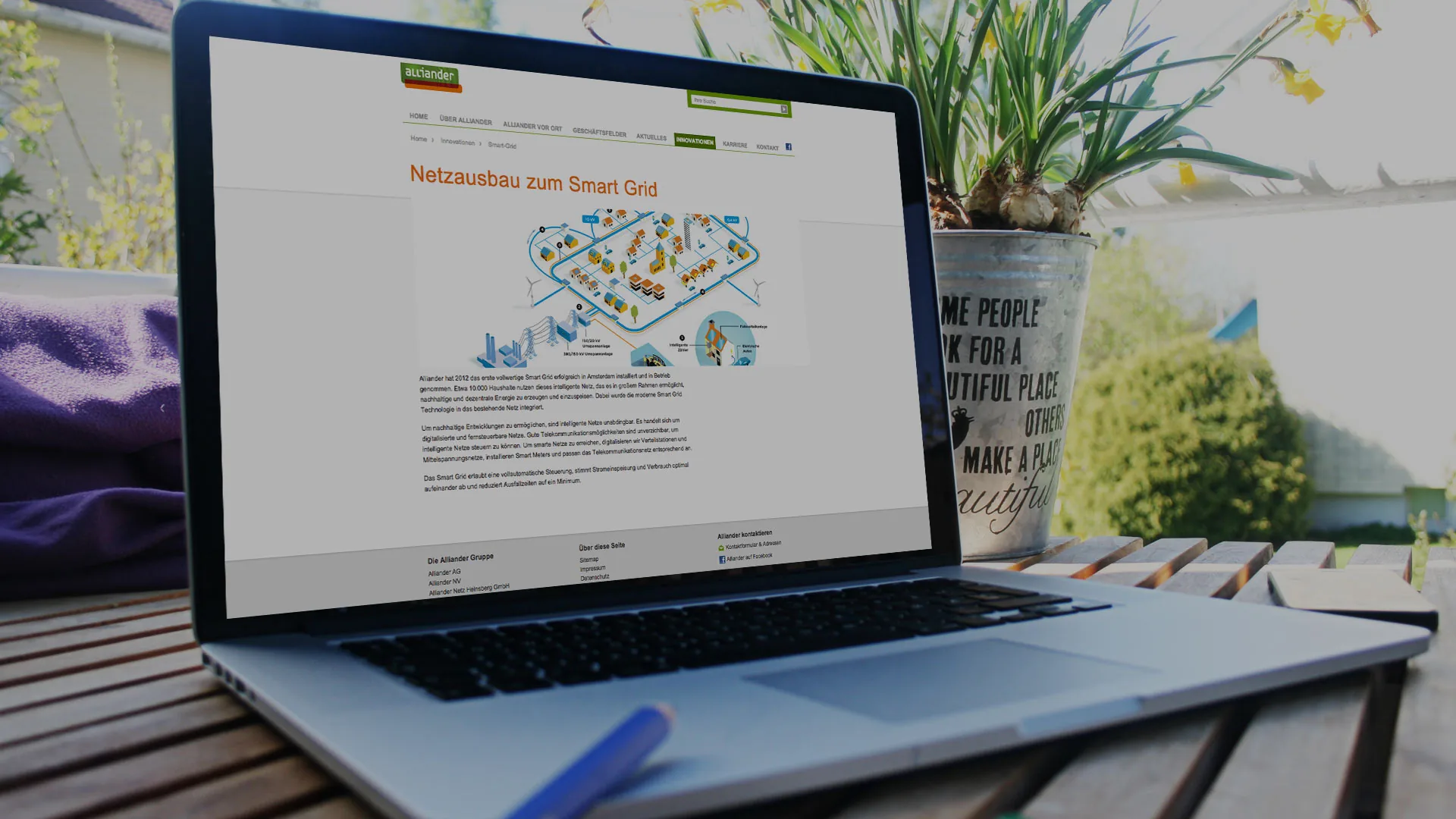 Website von Alliander auf einem Laptop