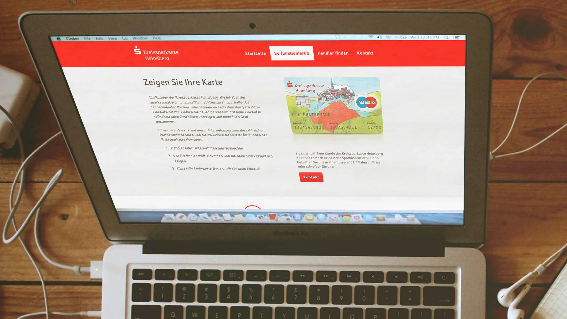 Plattform „Ein starkes Stück Heimat“ der Kreissparkasse Heinsberg auf einem Laptop